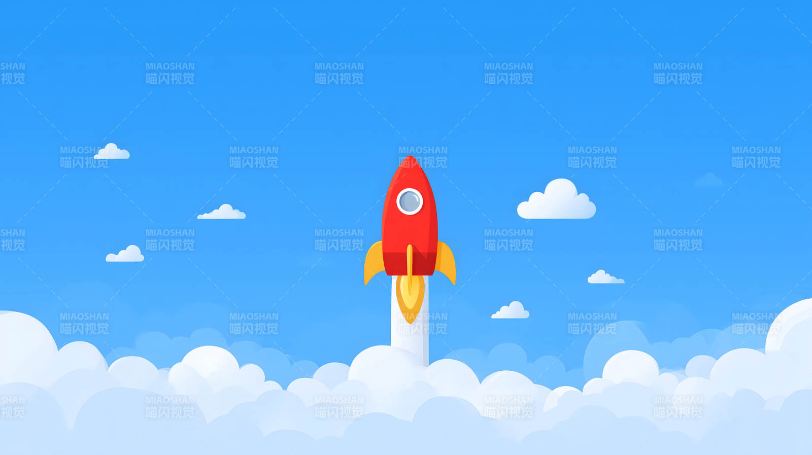 火箭发射升空背景蓝色天空白云图片