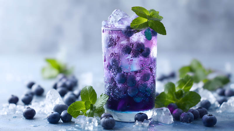 蓝莓鸡尾酒特写清新诱人图片