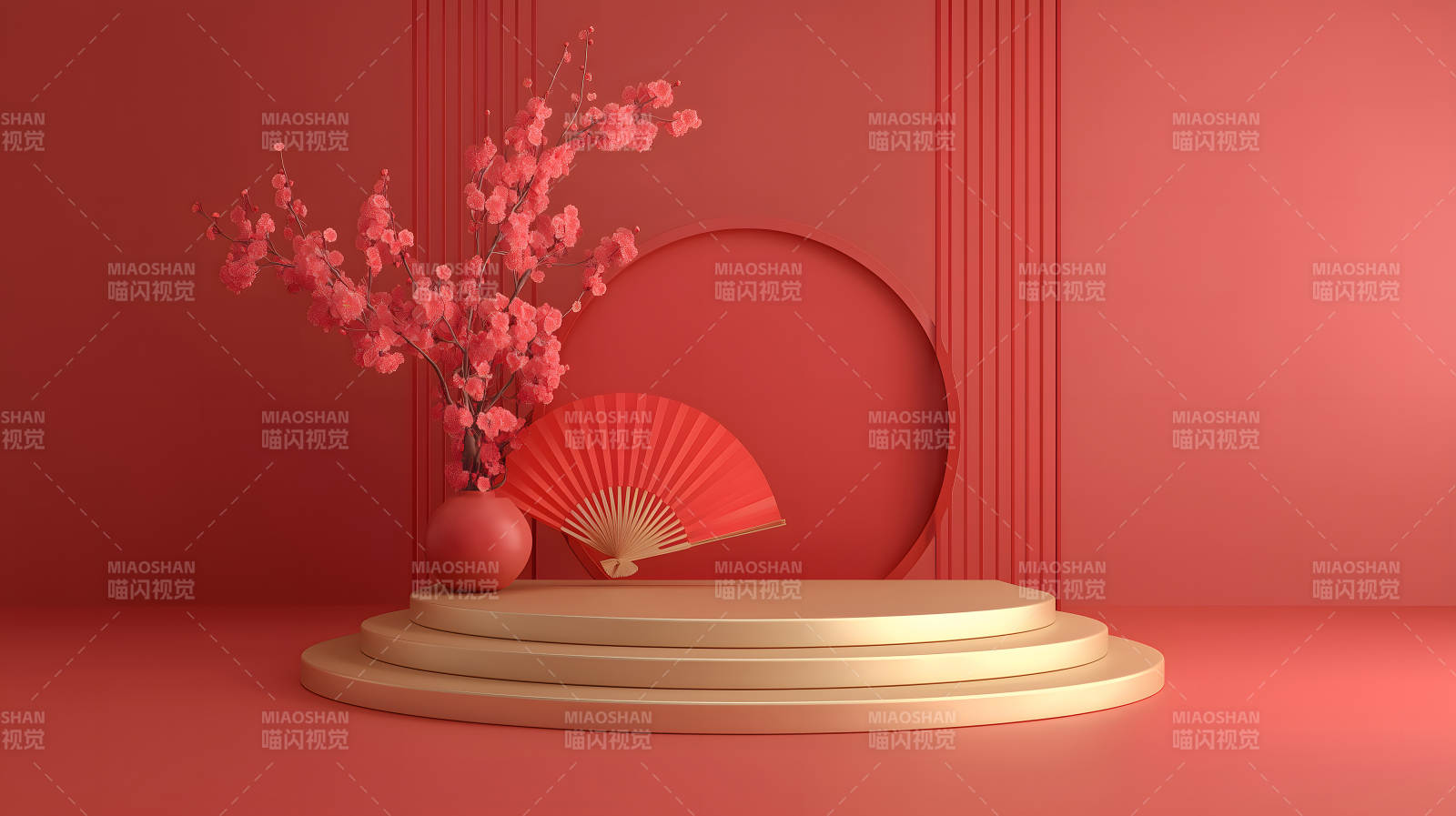 红色主题的艺术摆设场景图片