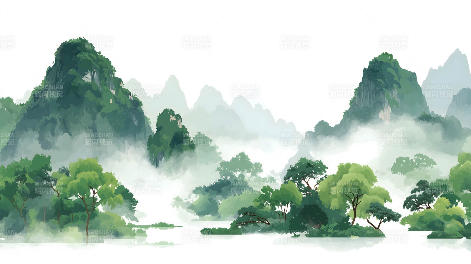 水墨山水画意境深远图片