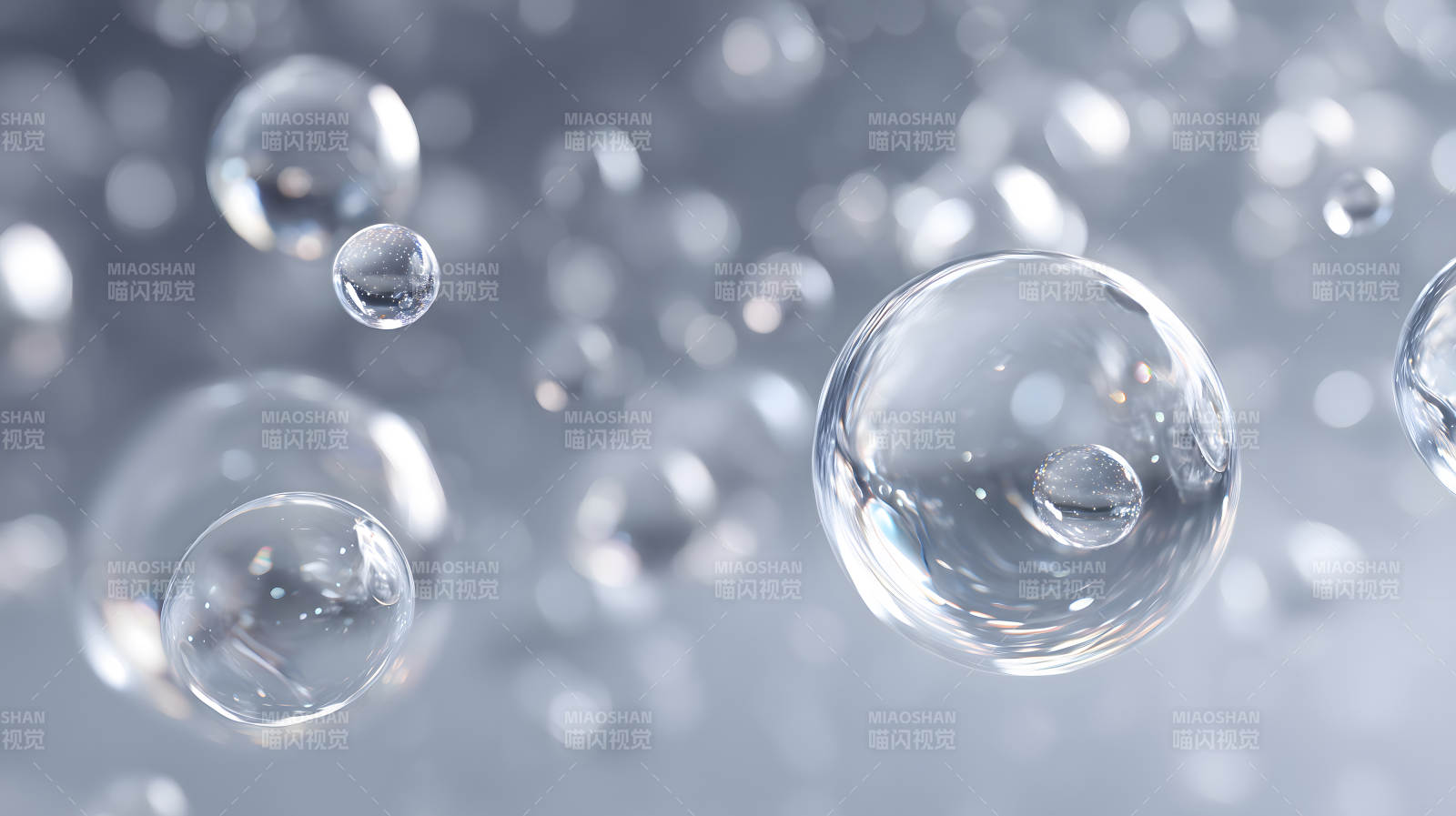水泡飘浮特写柔和光影图片