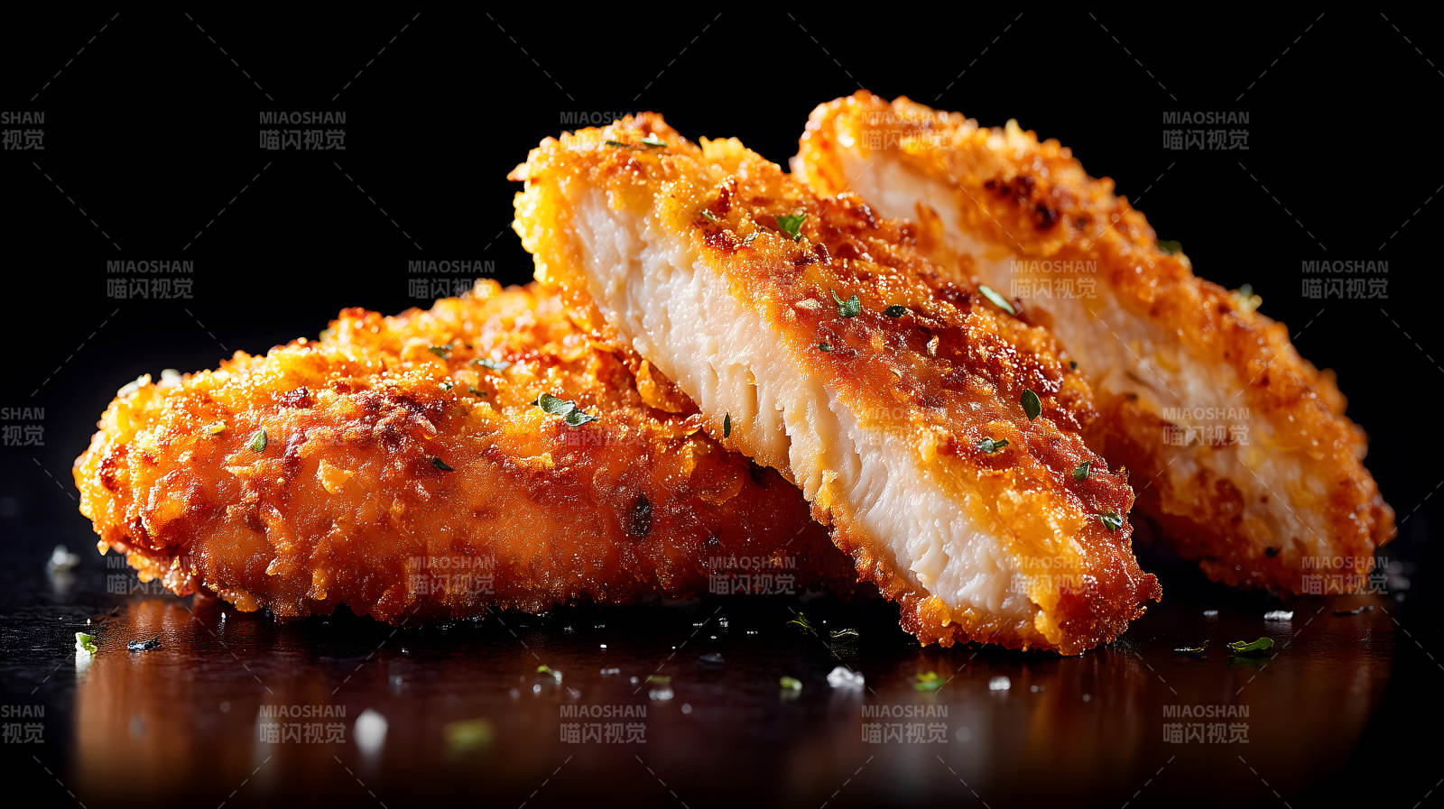 美味的炸鱼块特写图片