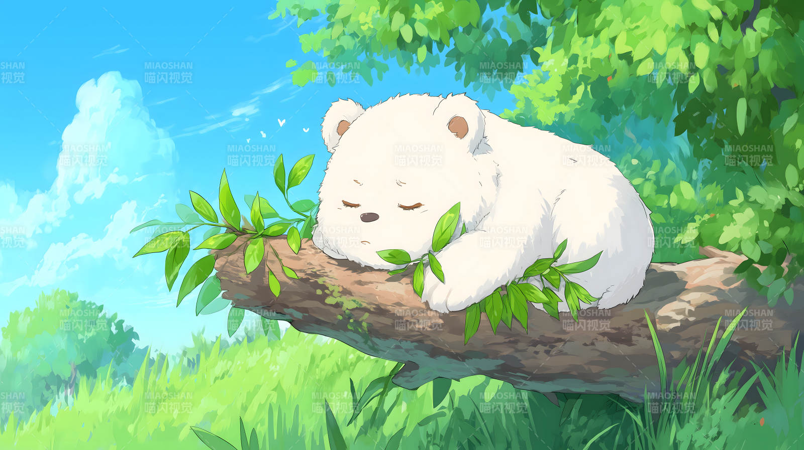 小熊休憩于树枝之上享受惬意时光图片