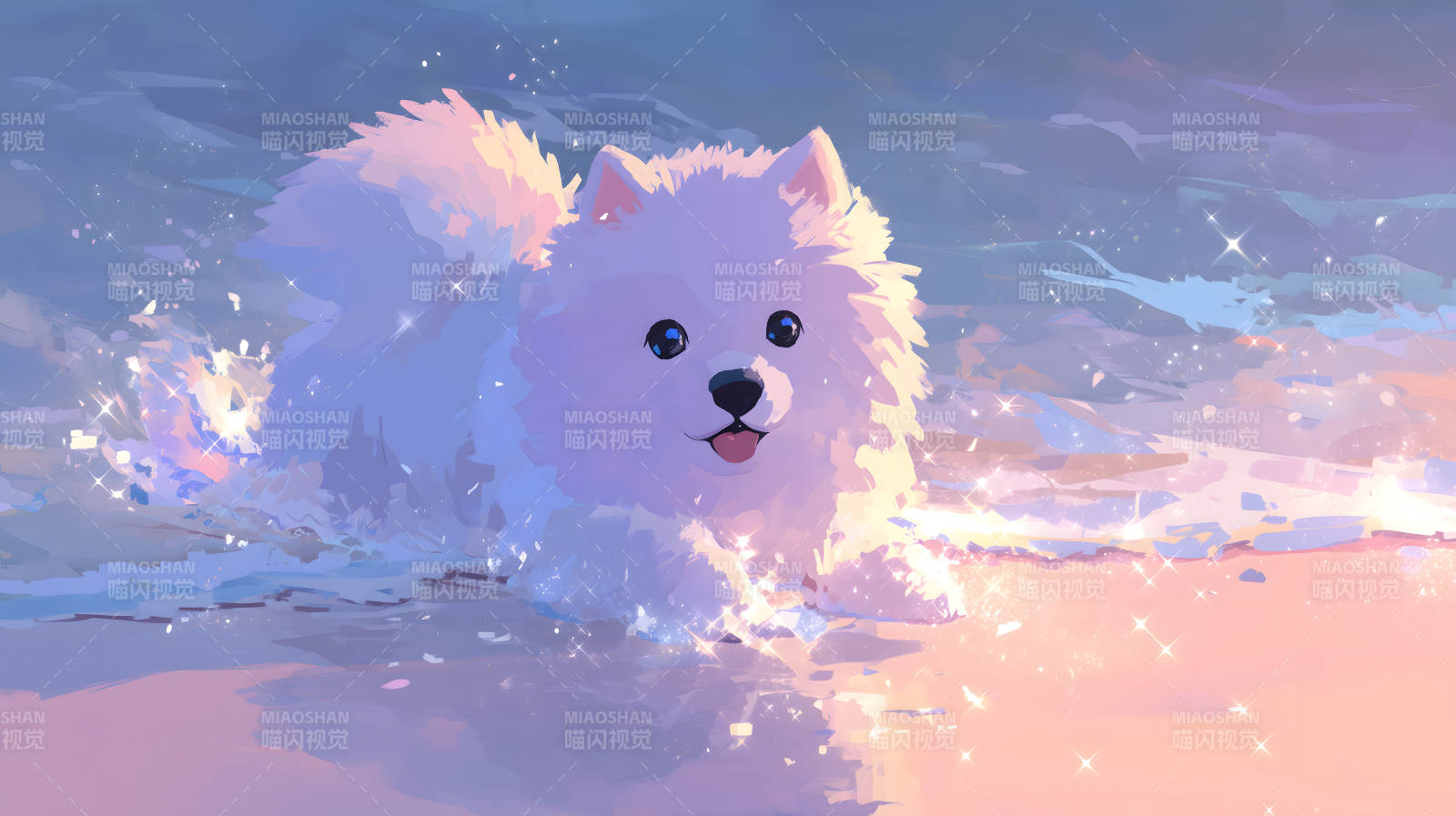 萌宠戏水阳光海滩梦幻童话图片