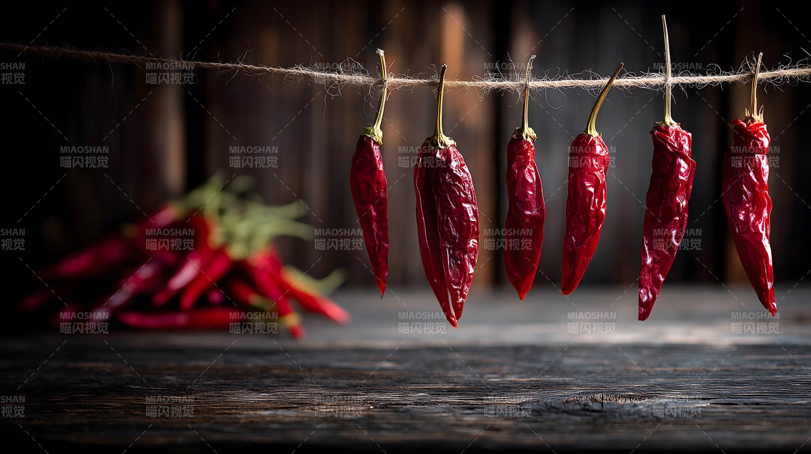 辣椒晾晒特写氛围感十足图片