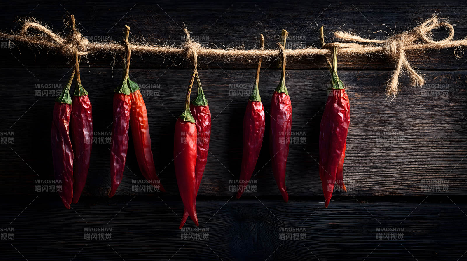红辣椒晾晒木板背景图片
