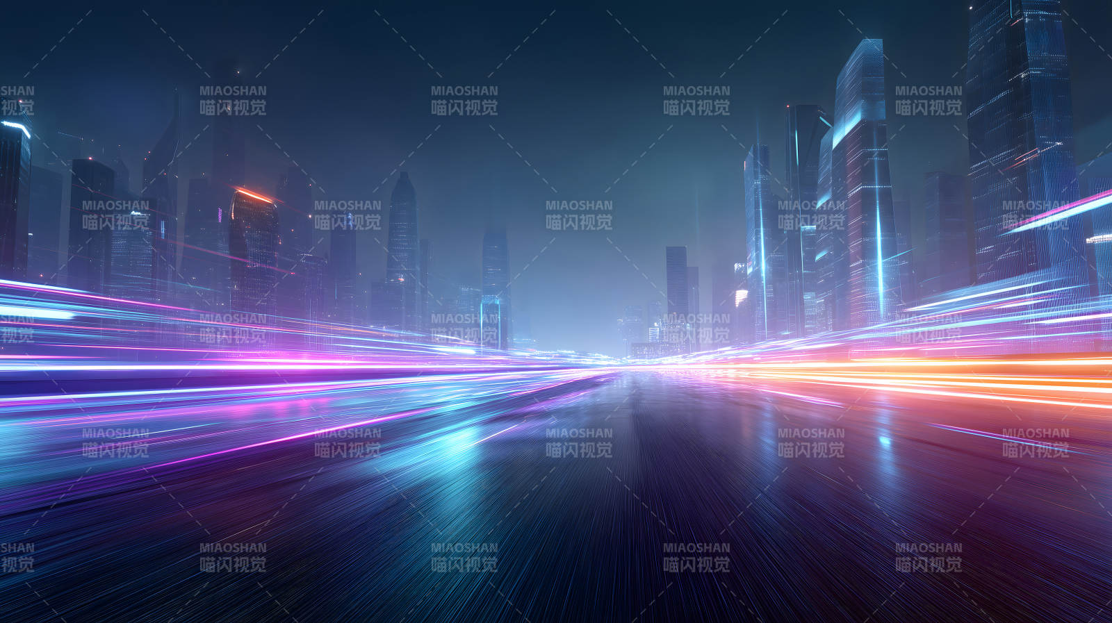 未来城市赛道霓虹灯光图片