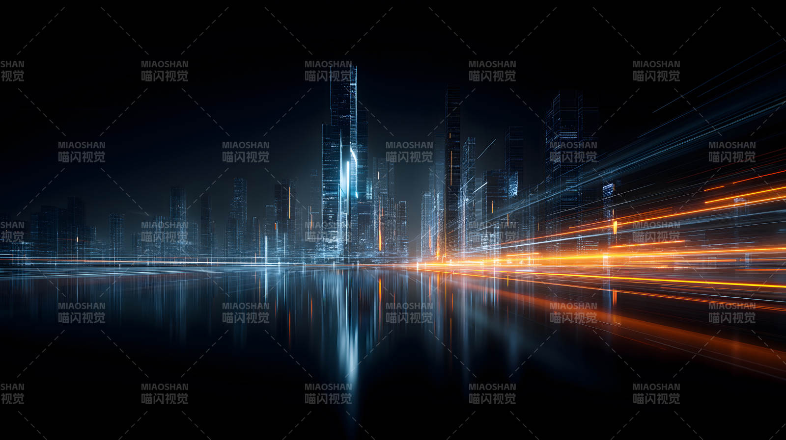 未来城市夜景光影交织图片