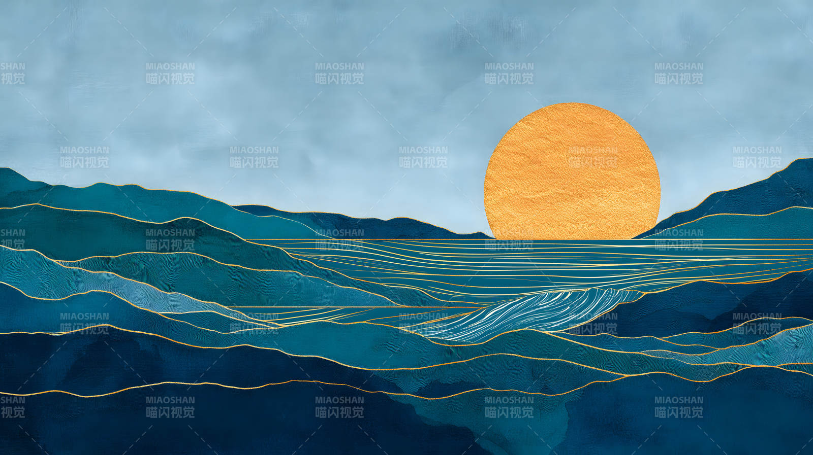 山海日落景象宁静悠远图片