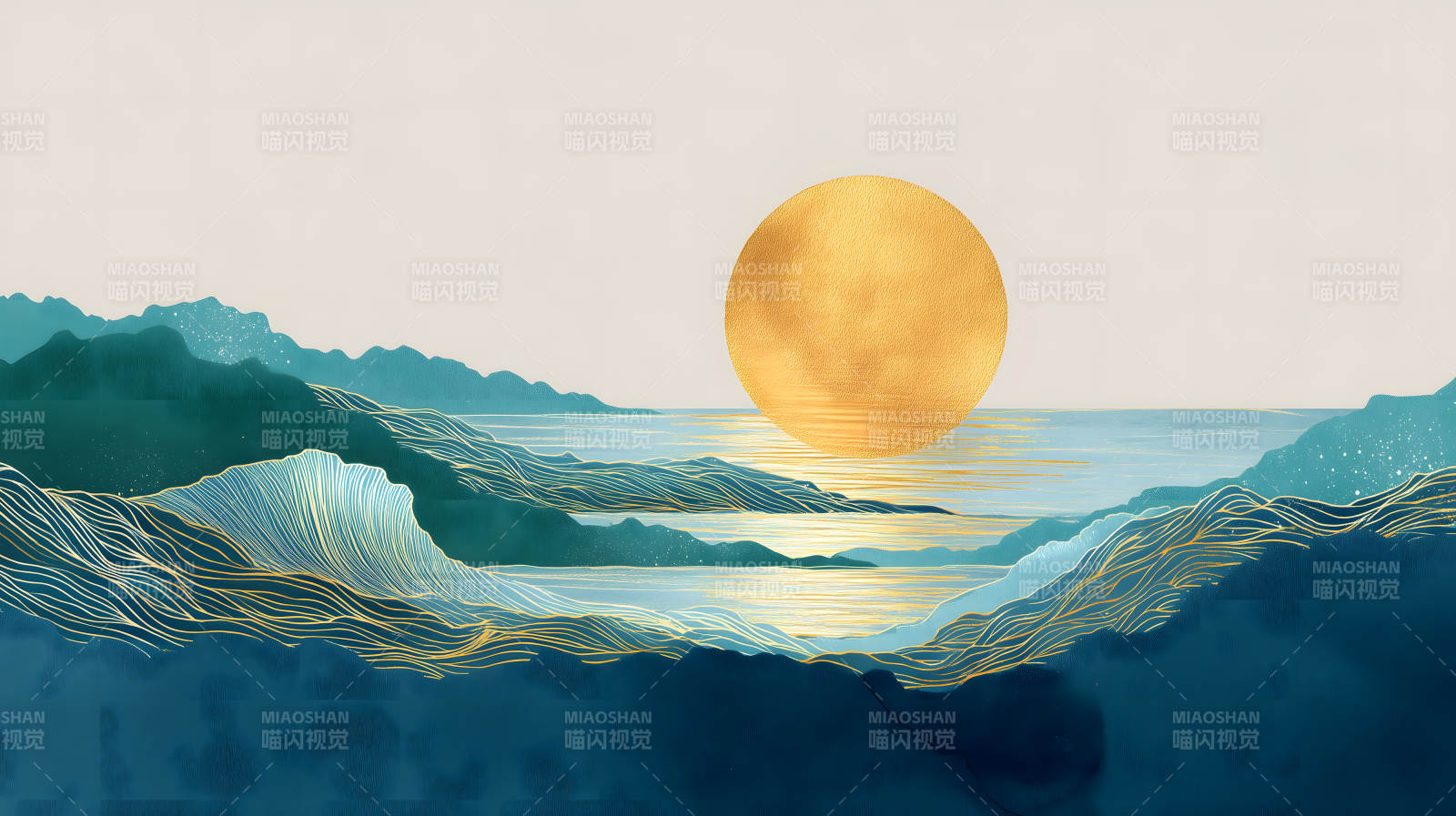 海边日出风光图金色太阳照耀水面图片