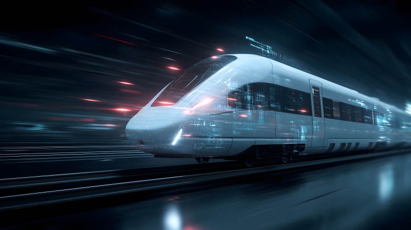 高速列车行驶隧道科技感十足图片