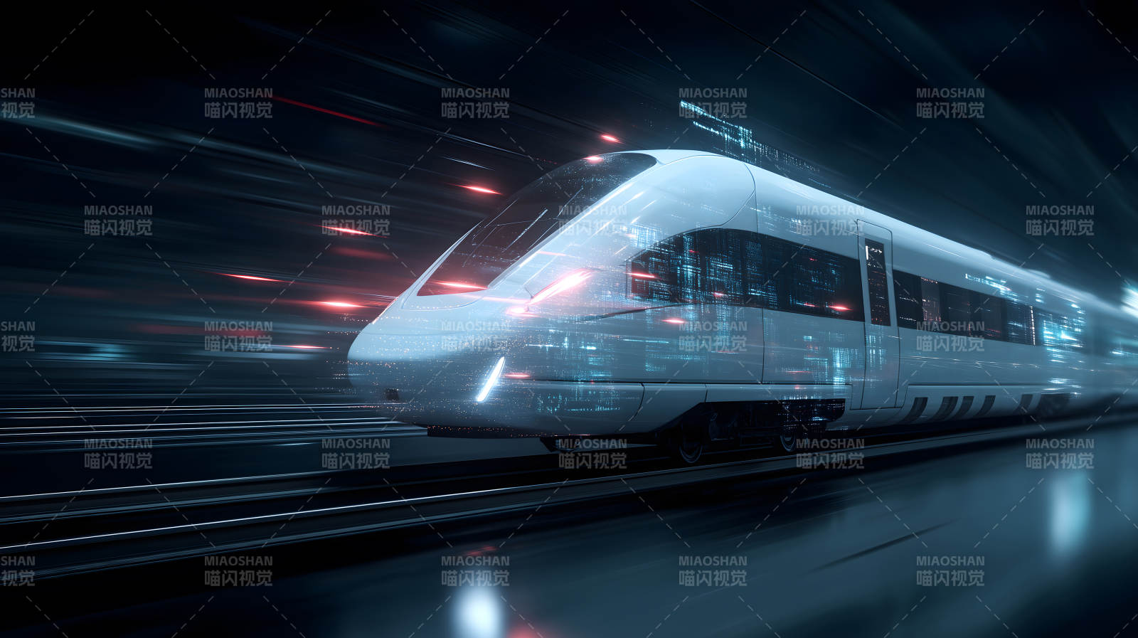 高速列车行驶隧道科技感十足图片