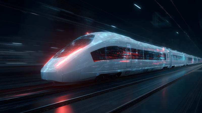 高速列车穿梭隧道科技感十足图片