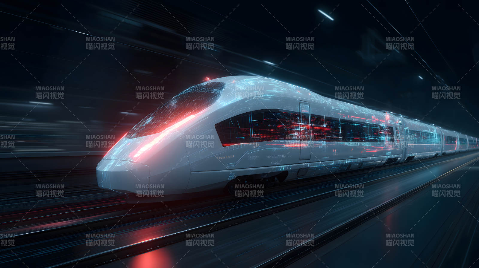 高速列车穿梭隧道科技感十足图片