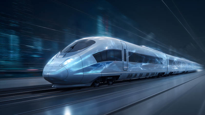 高速列车在隧道中疾驰图片