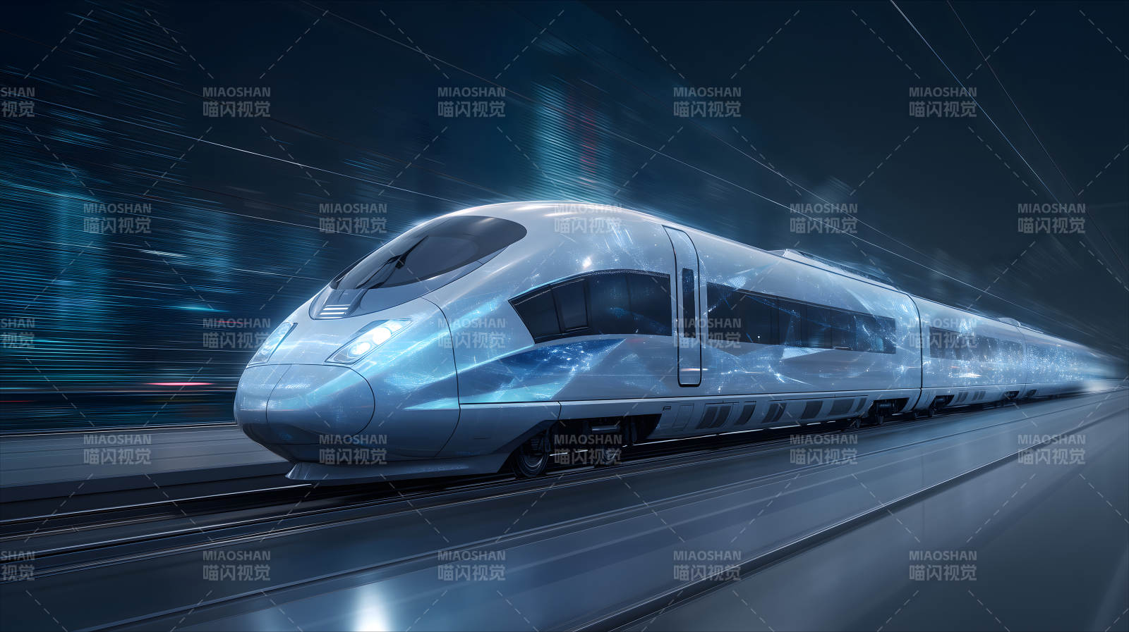 高速列车在隧道中疾驰图片