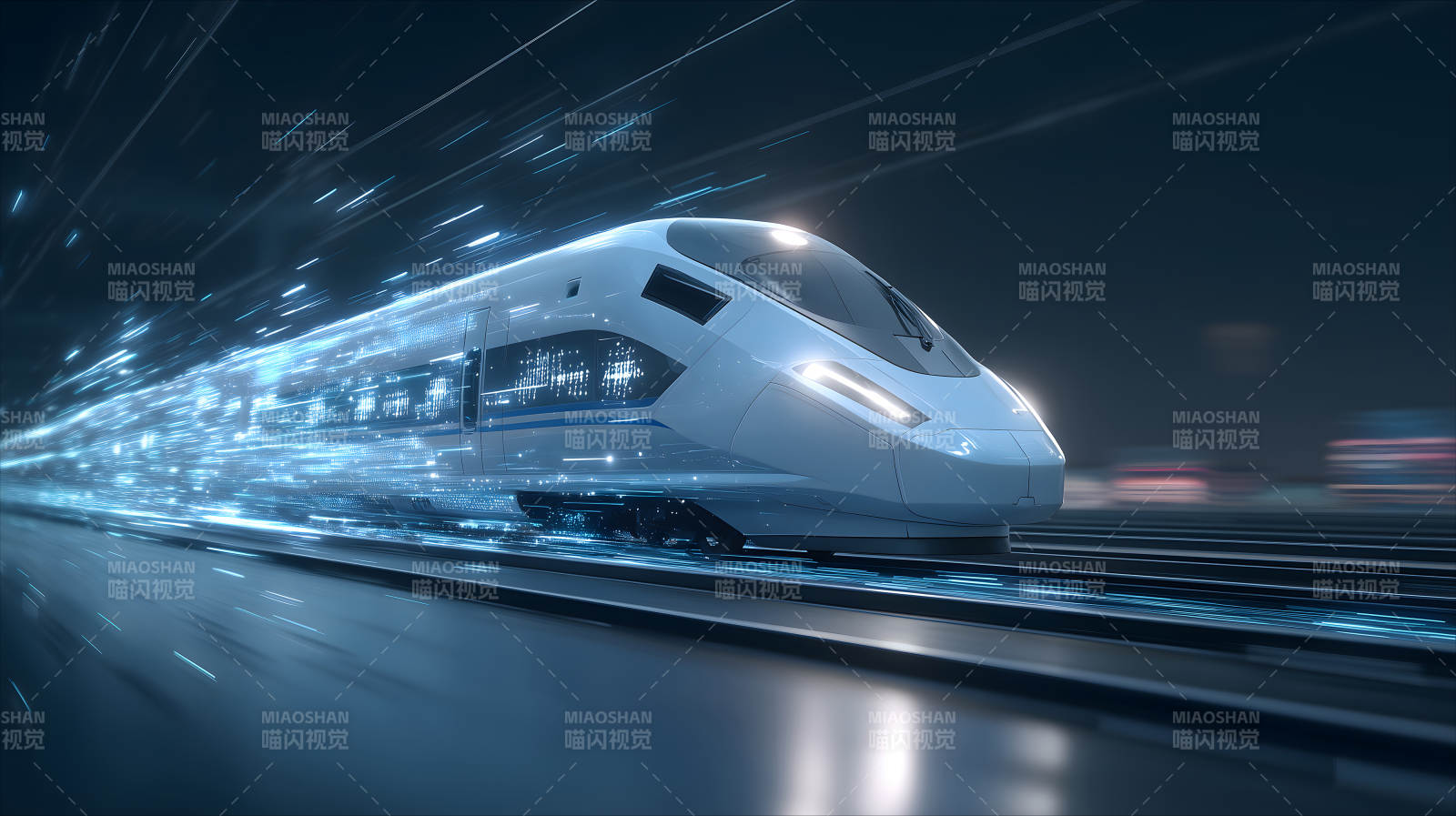 高速列车疾驰释放科技光效图片