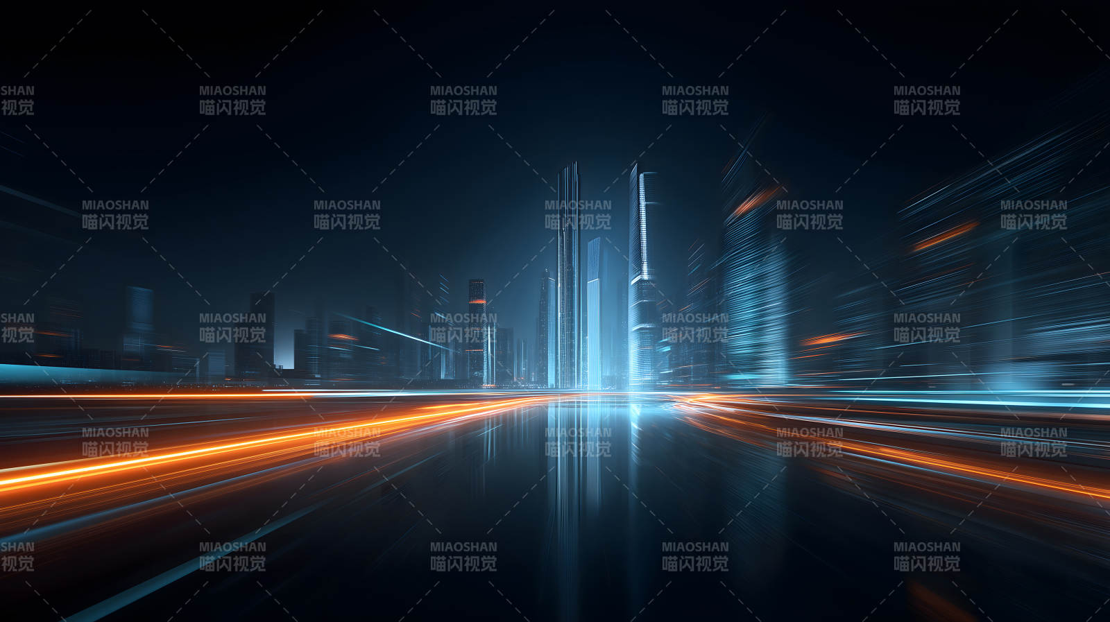 未来都市夜景光影流线图片