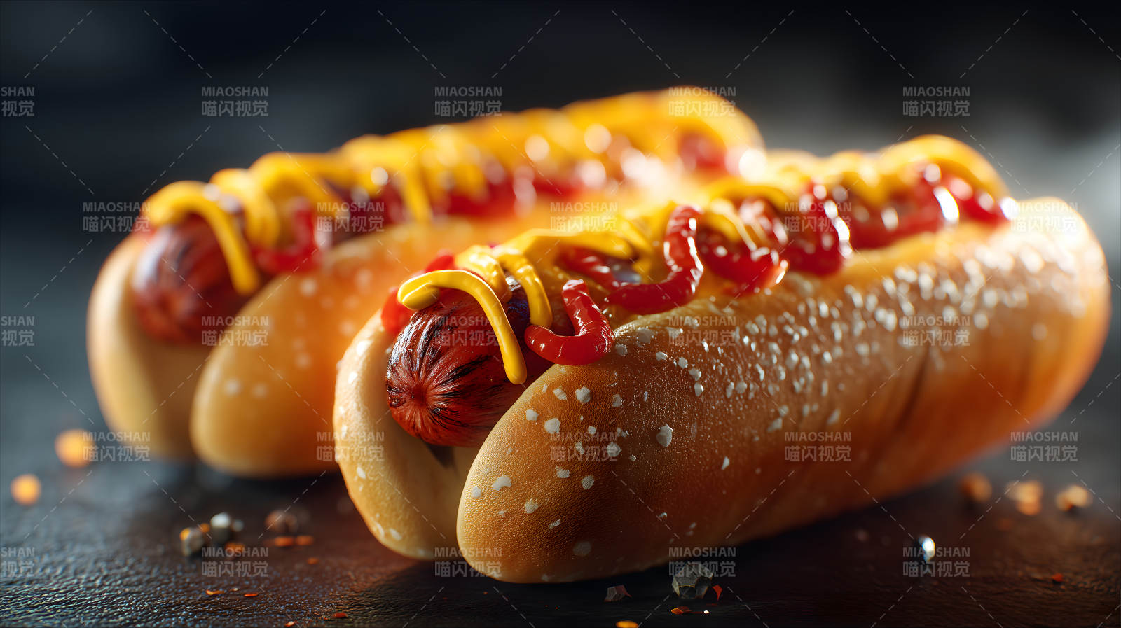 美味的热狗特写镜头图片
