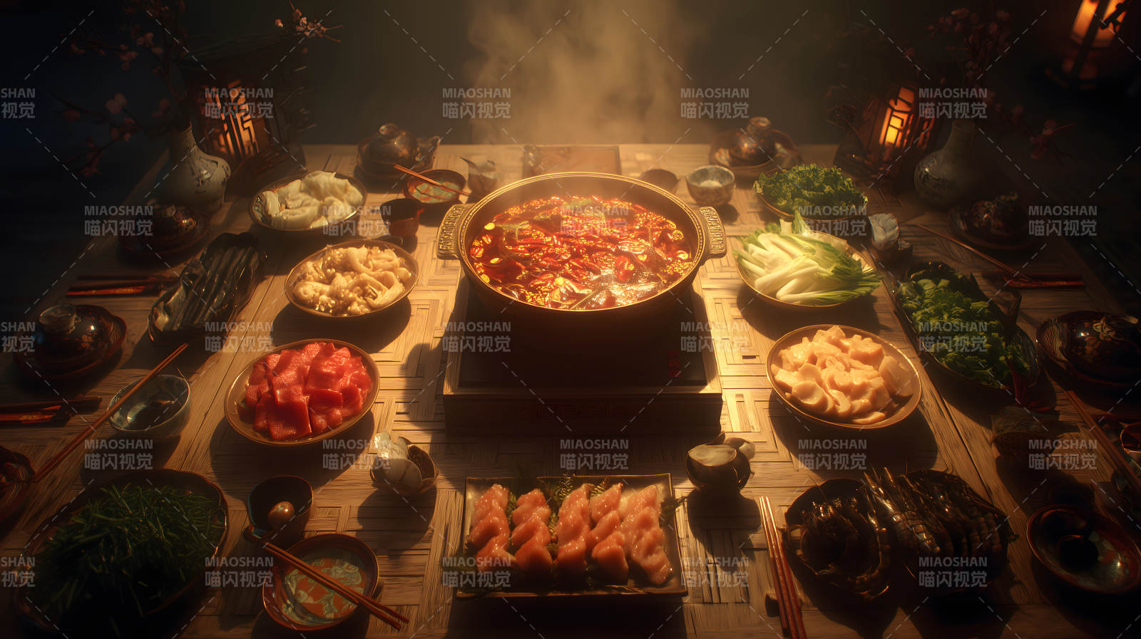 热气腾腾的火锅盛宴图片