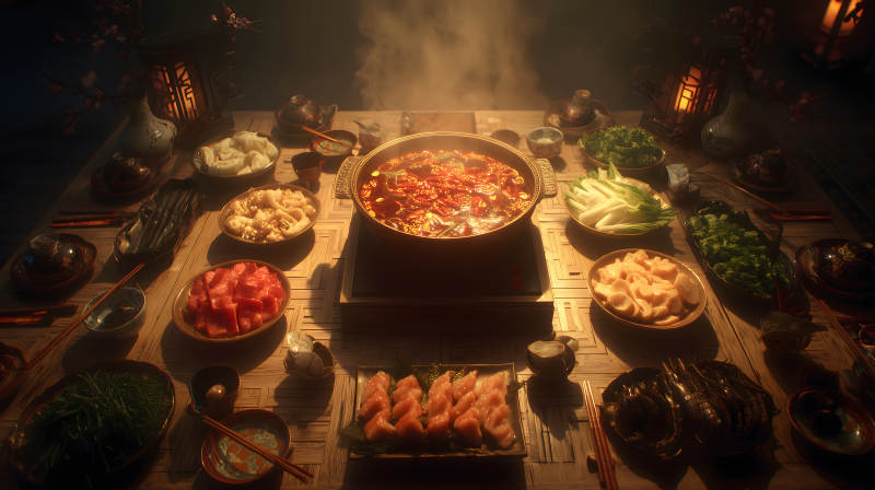热气腾腾的火锅盛宴图片