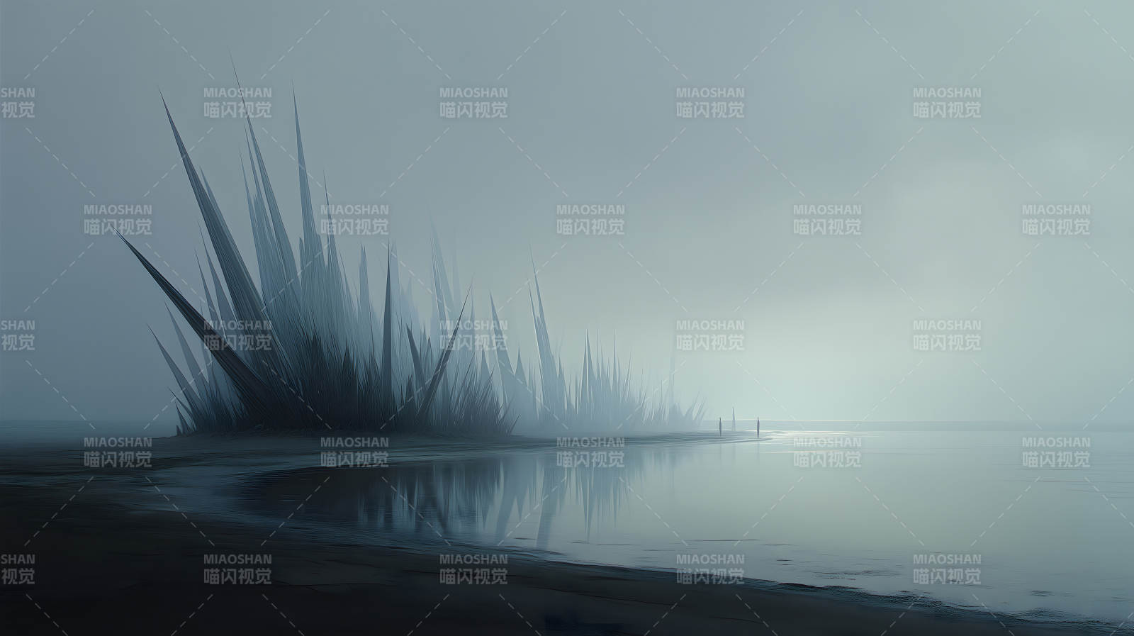 宁静水岸的抽象景观图片