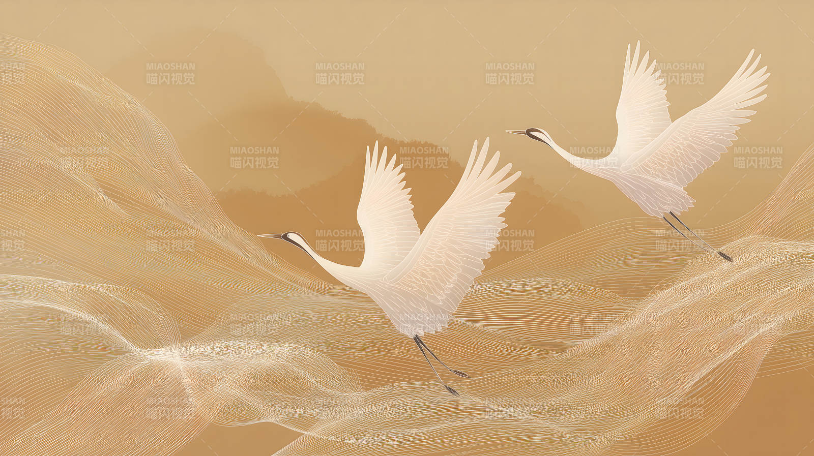 优雅的仙鹤在空中飞翔图片