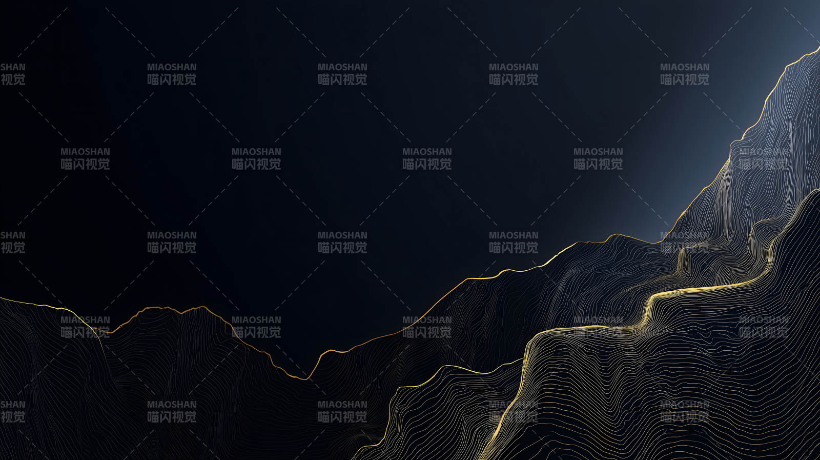 暗色调山脉金色线条设计图片