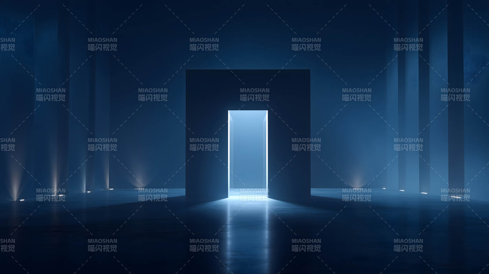 幽深空间中的光芒与门图片