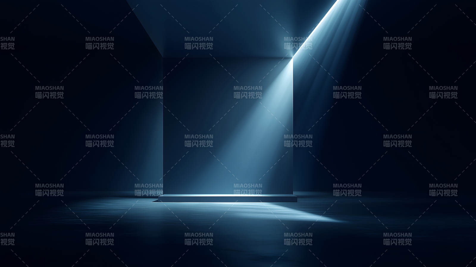 蓝色光线照射几何空间图片