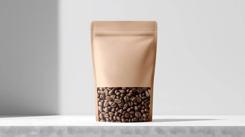 咖啡豆包装袋静物展示图片