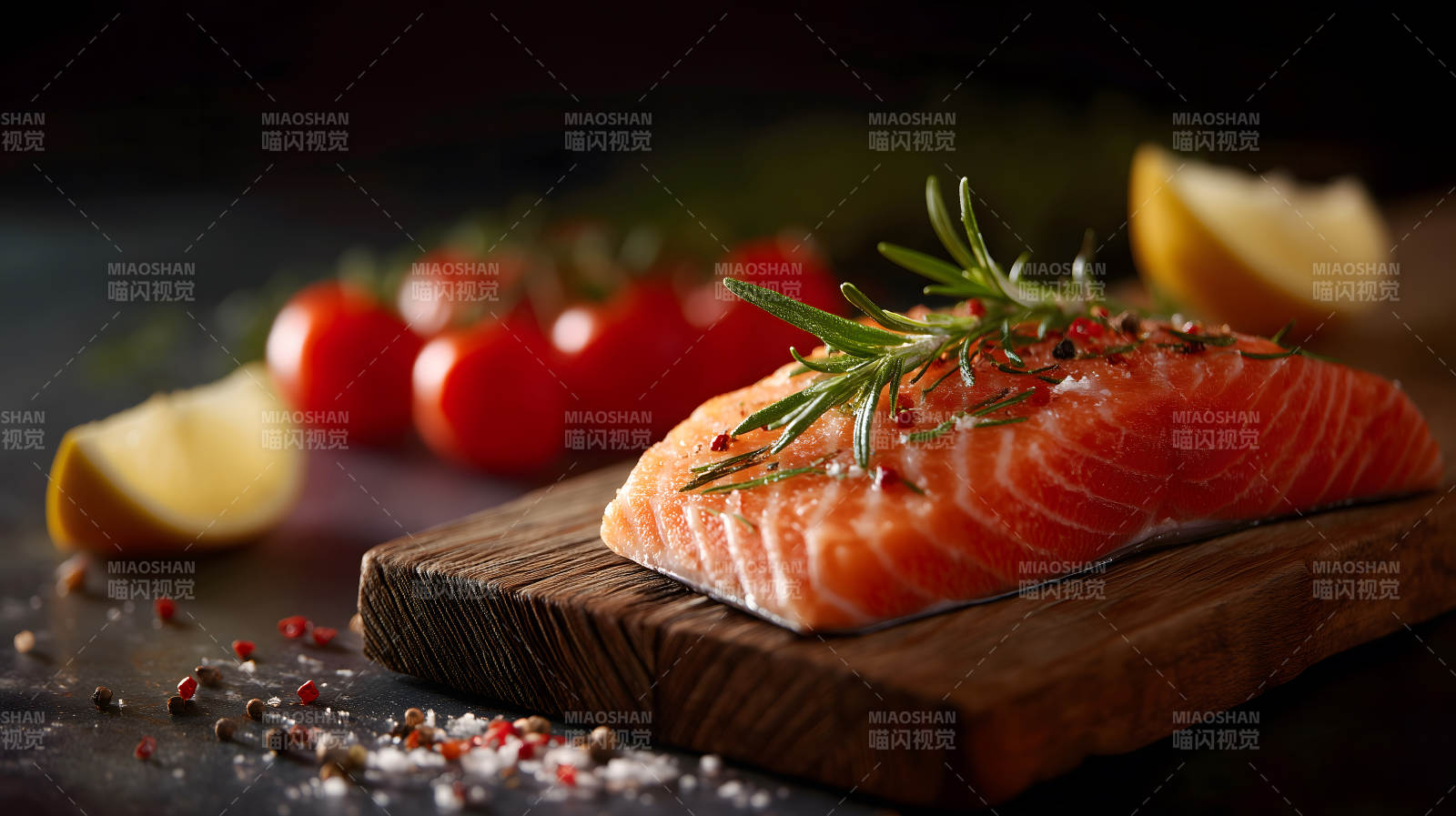 鲜美的三文鱼美食搭配图片