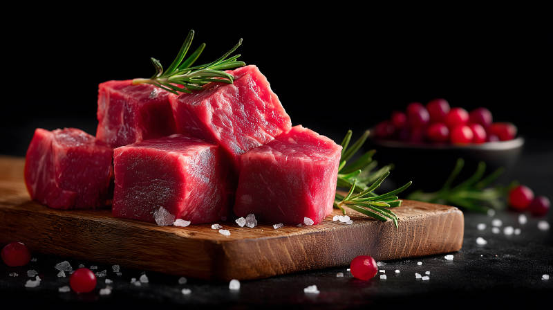 鲜嫩牛肉块配迷迭香图片