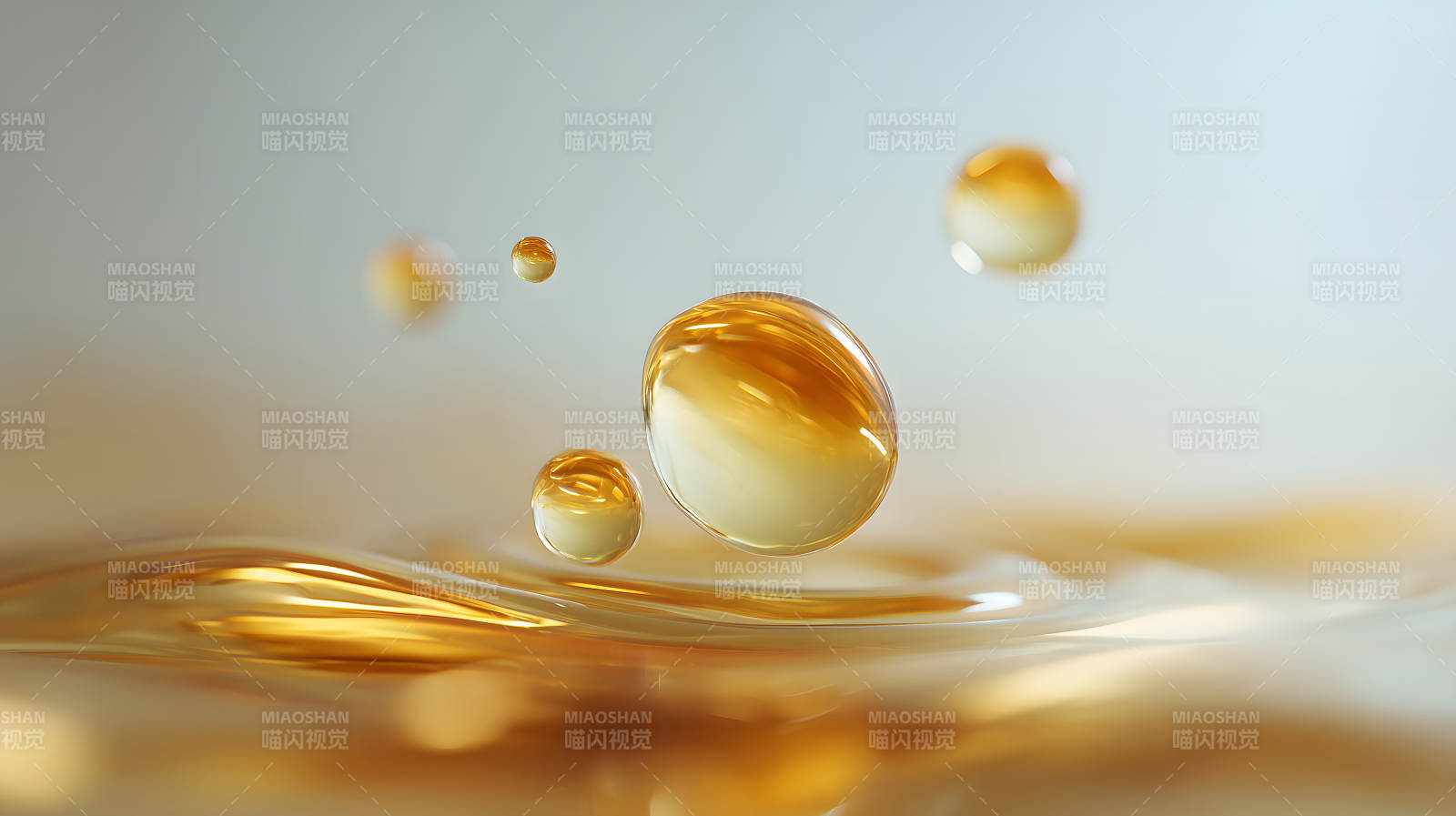 液体与悬浮水滴特写图片