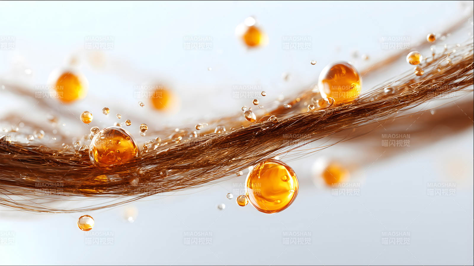 发丝与精华液滴落图图片