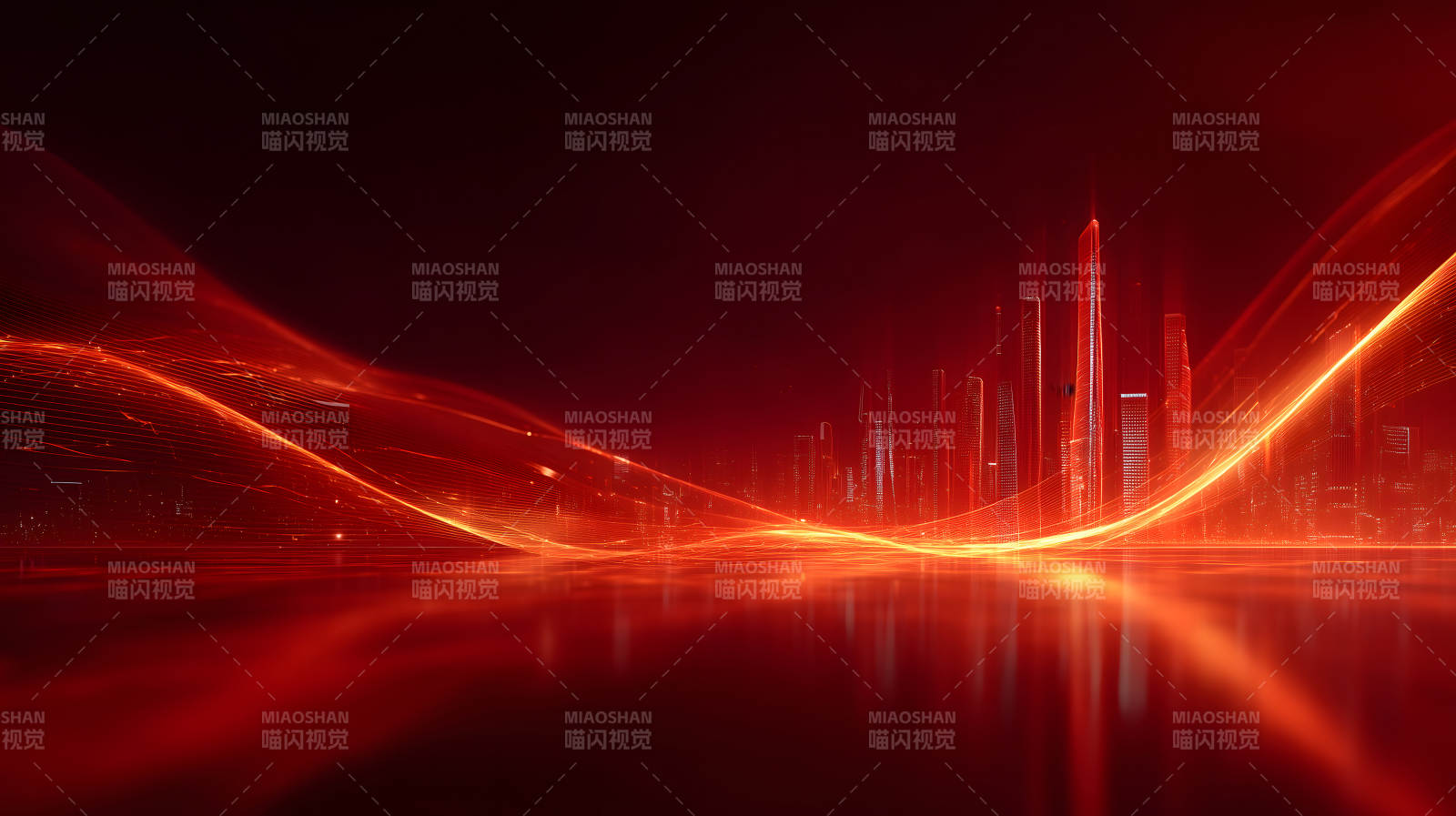 红色城市抽象光线设计图片