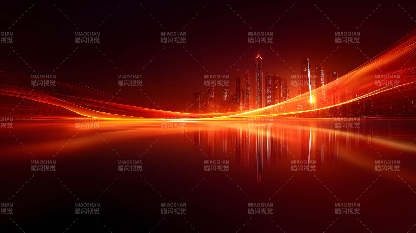 夜幕下的未来城市光影图片