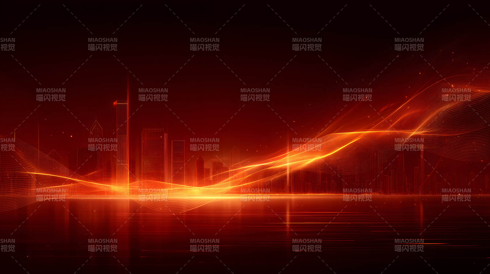 红色城市抽象光影背景图片