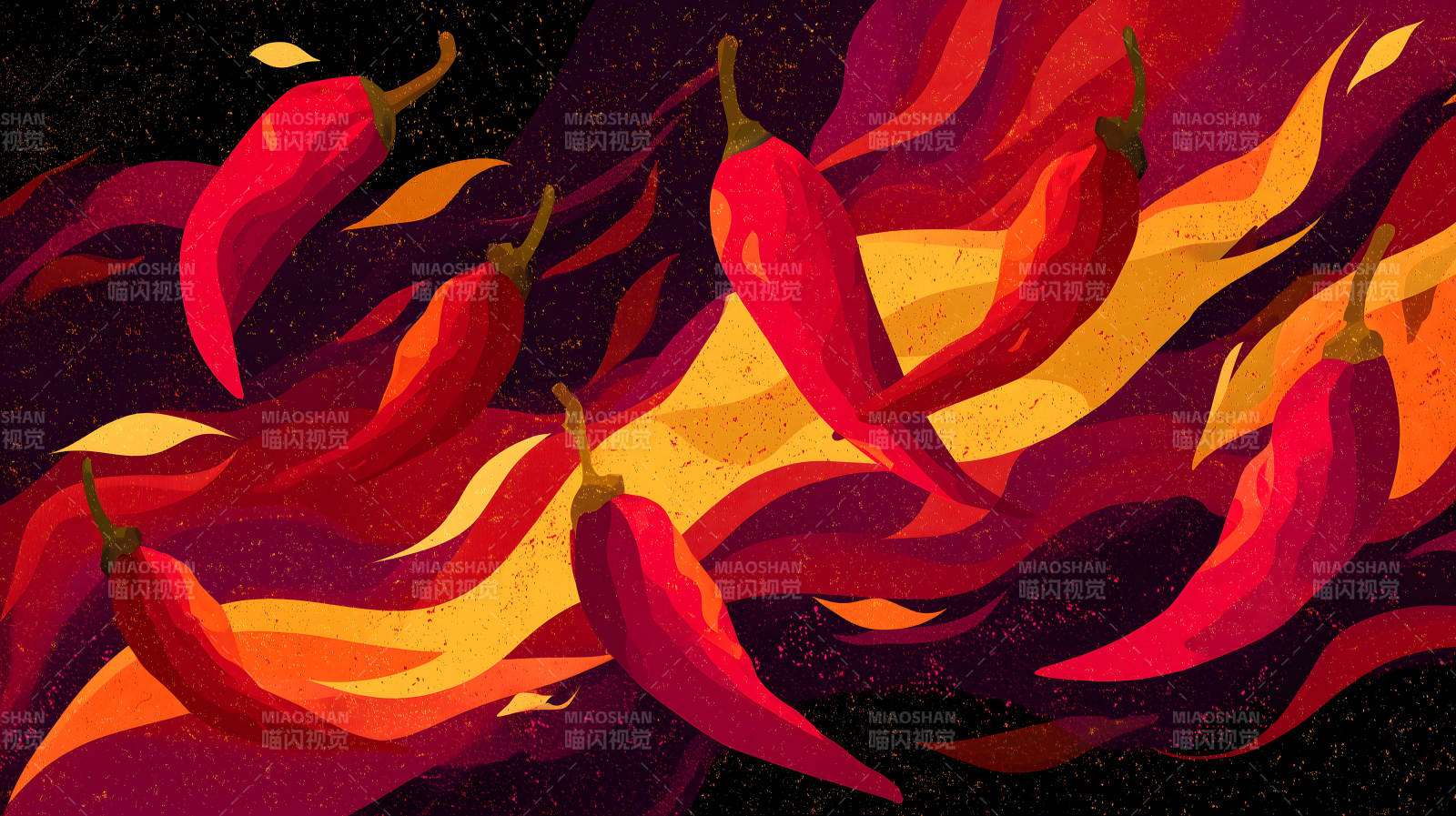 辣椒与火焰的抽象艺术图片