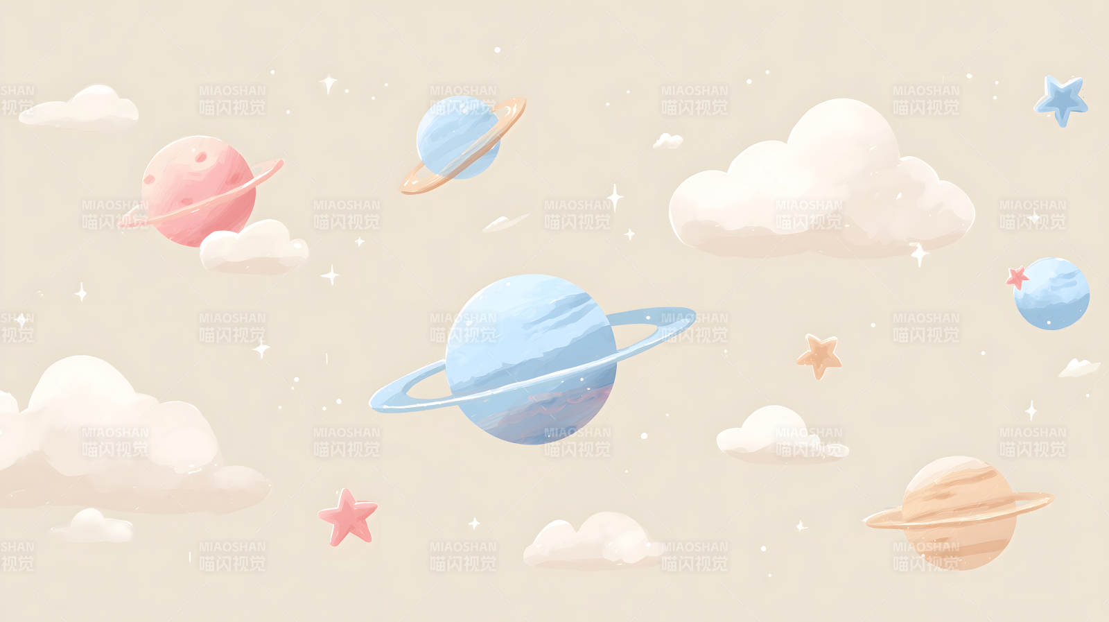 梦幻宇宙场景充满童趣的画风图片