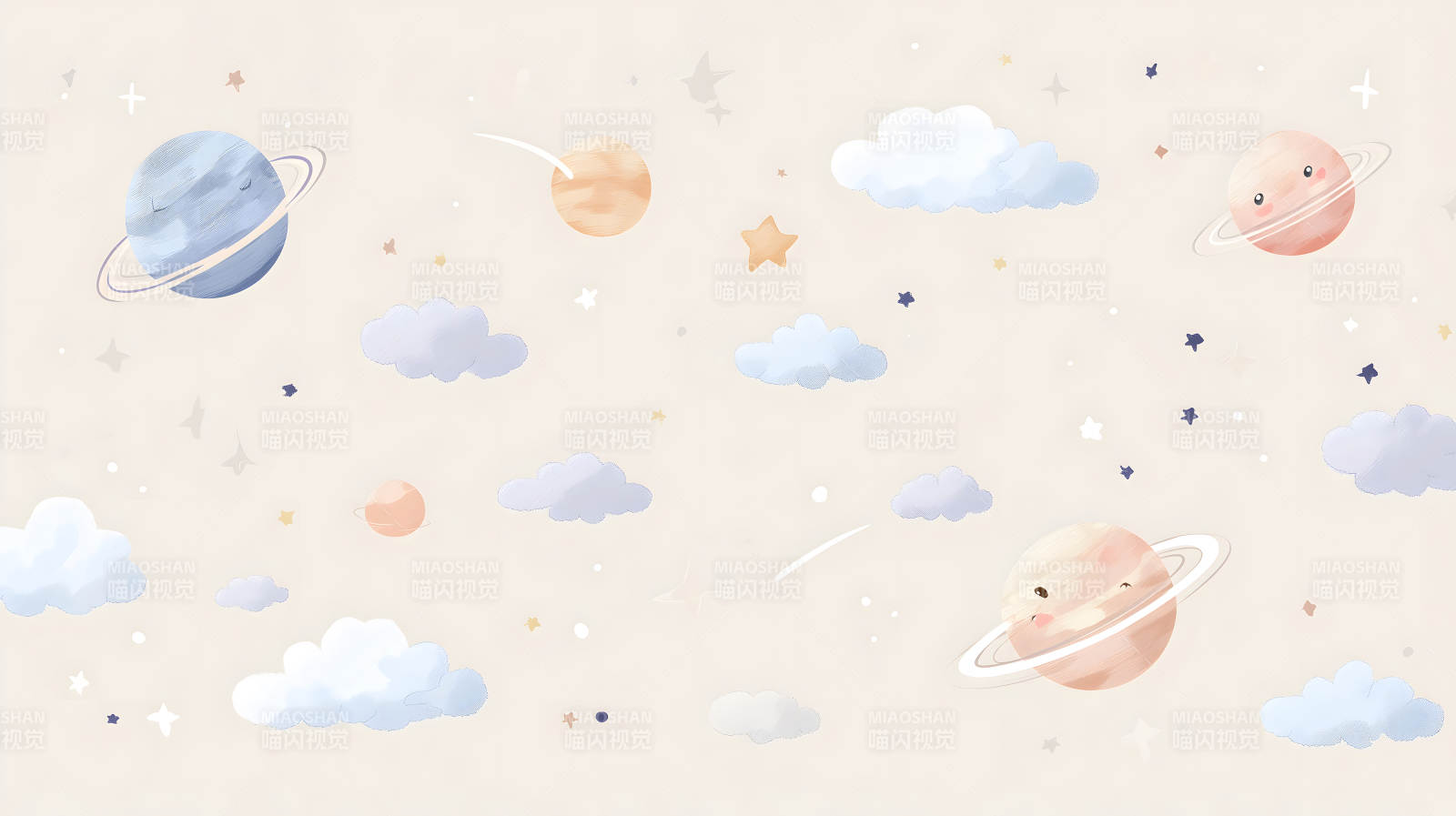 卡通风格的宇宙图案图片
