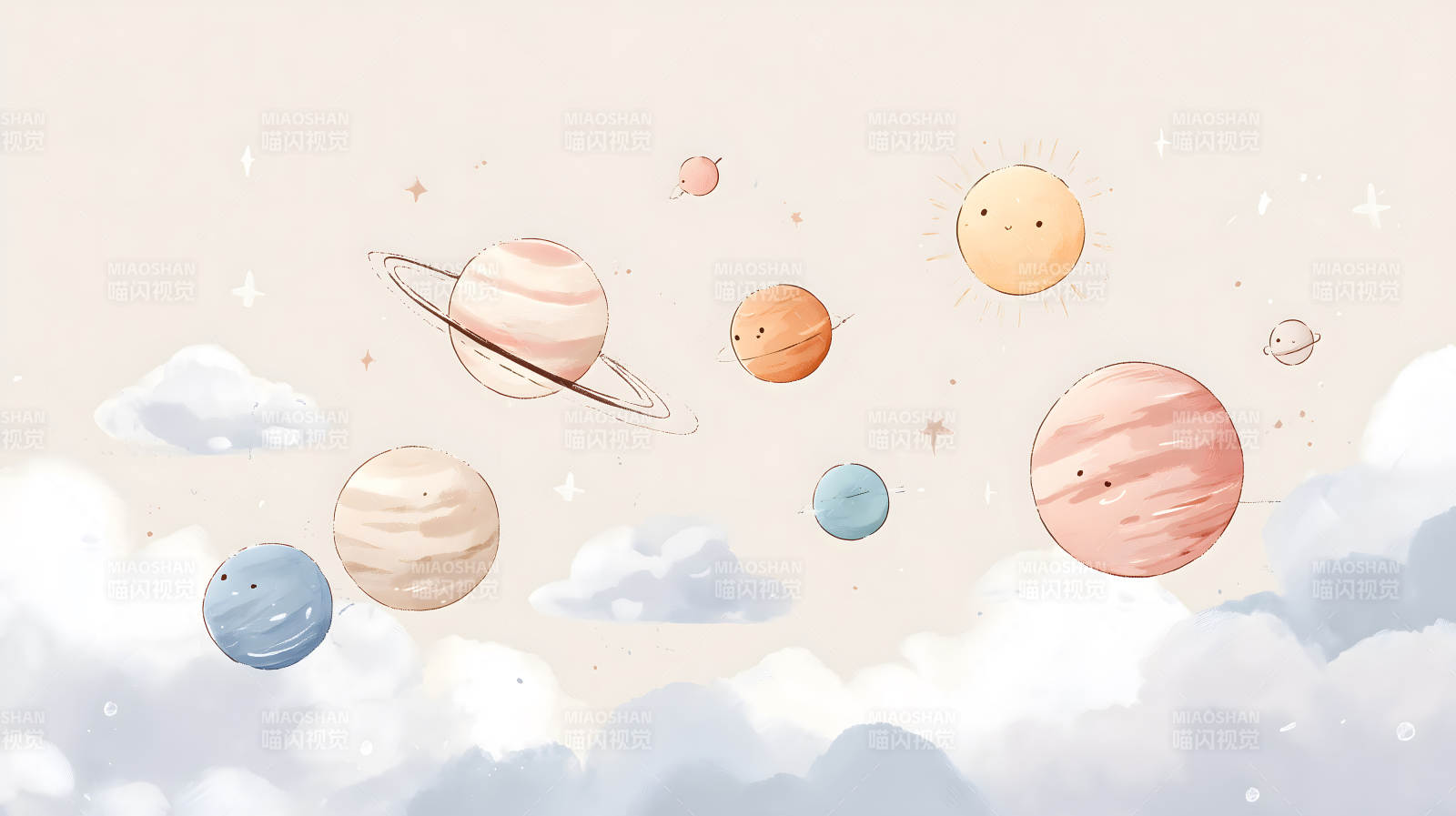 可爱卡通宇宙星球背景图片