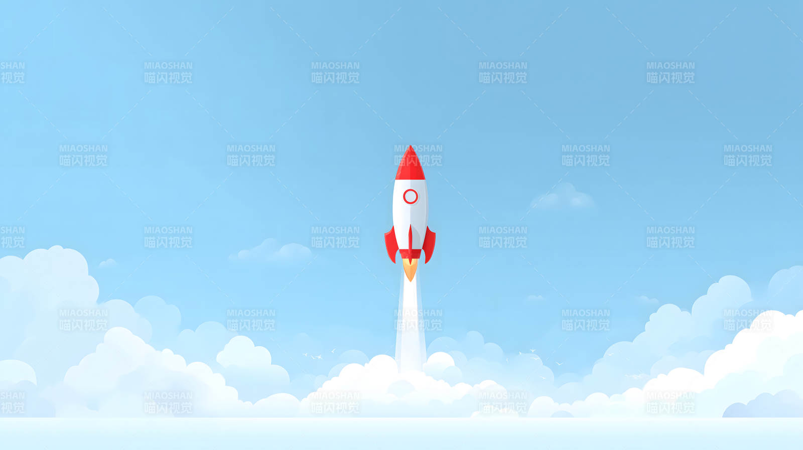 火箭发射冲向天空的场景图片