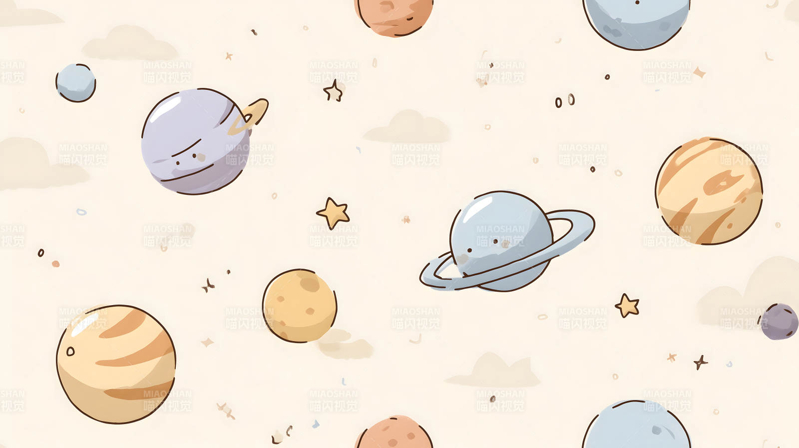 宇宙星球可爱卡通背景图片
