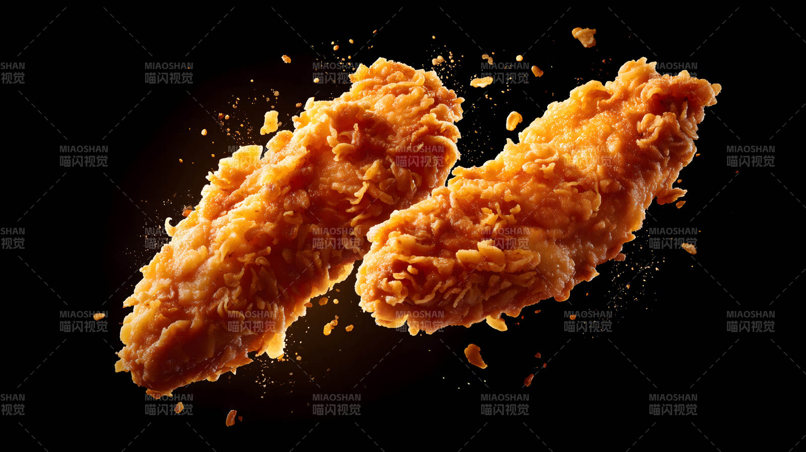 炸鸡特写美味诱人黑色背景图片