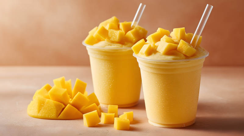 芒果冰沙与新鲜芒果图片