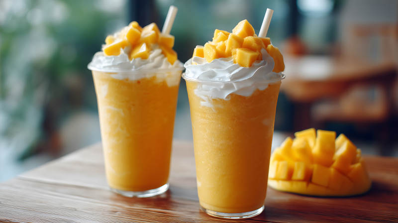 芒果冰沙特写美味诱人图片