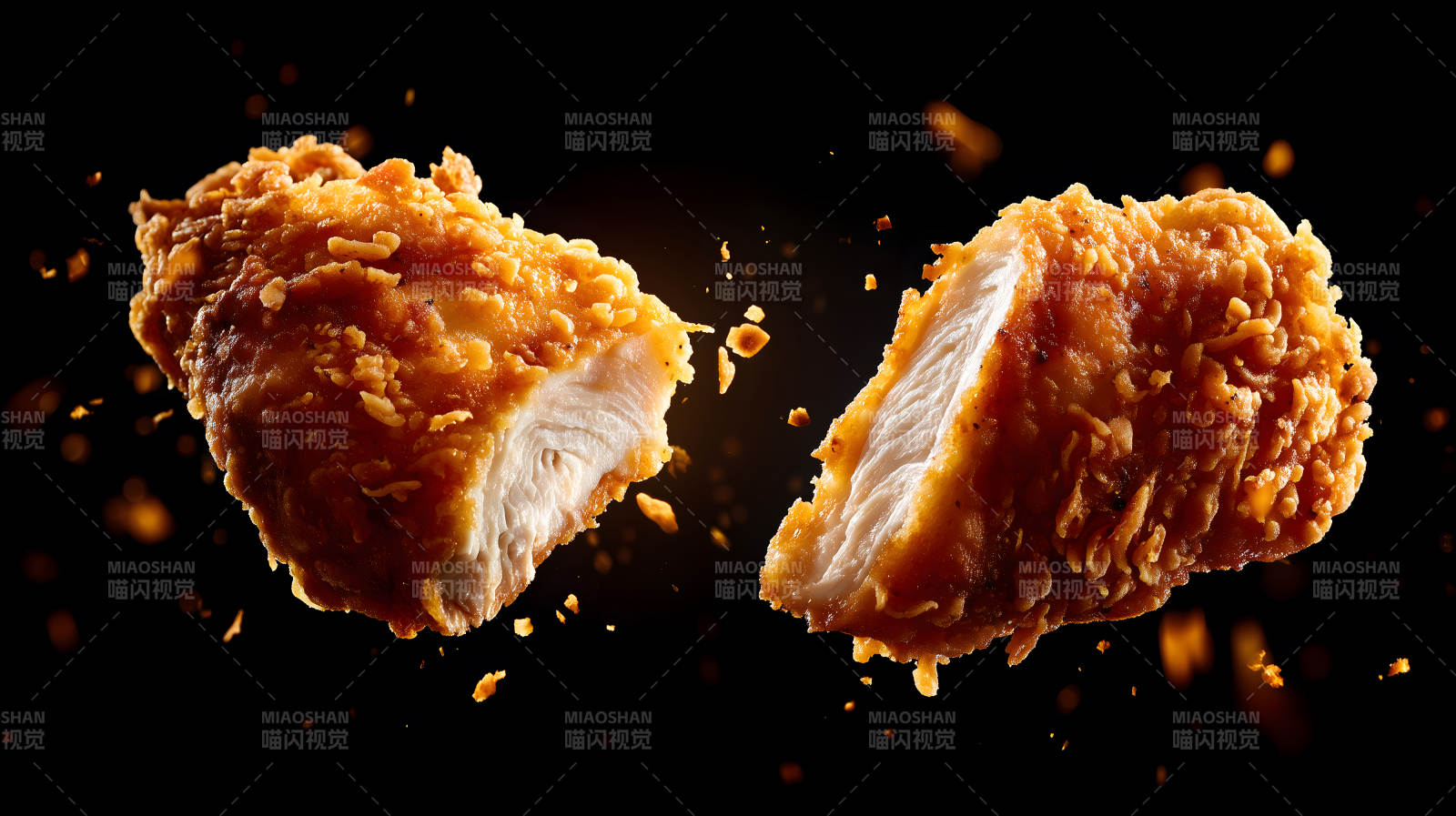 炸鸡断裂瞬间美味无比图片