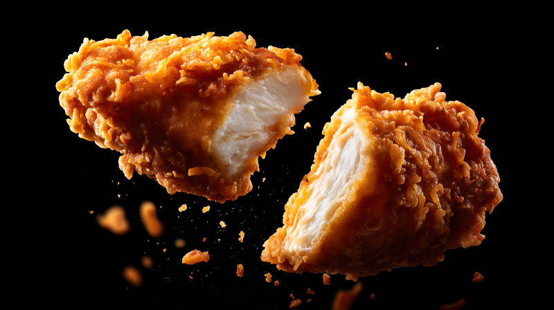 炸鸡块特写剖面图图片