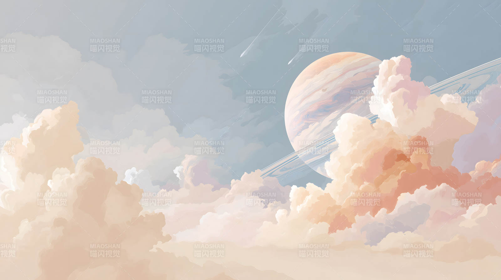 梦幻行星云彩柔和意境唯美画面图片